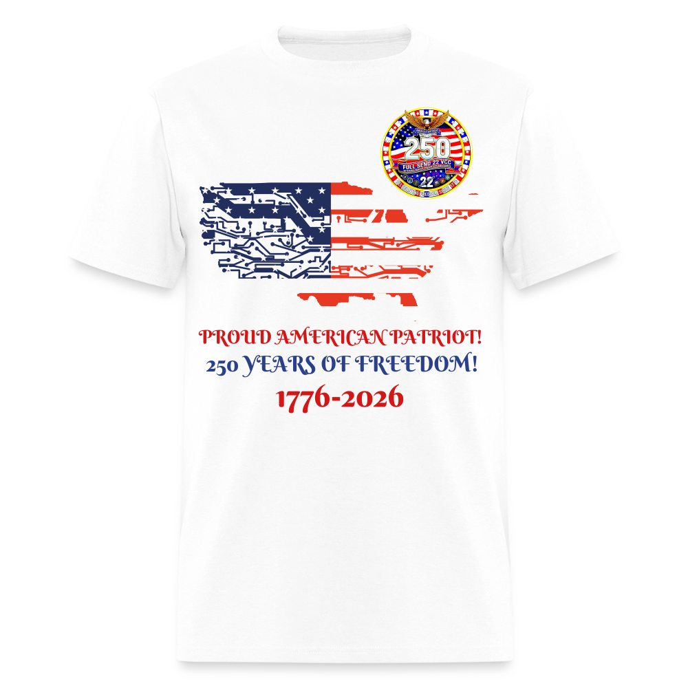 Men's T-Shirt | GILDAN 5000 Adult Stars & Stripes T-shirt AMERICA'S 250TH BIRTHDAY SHIRT - white