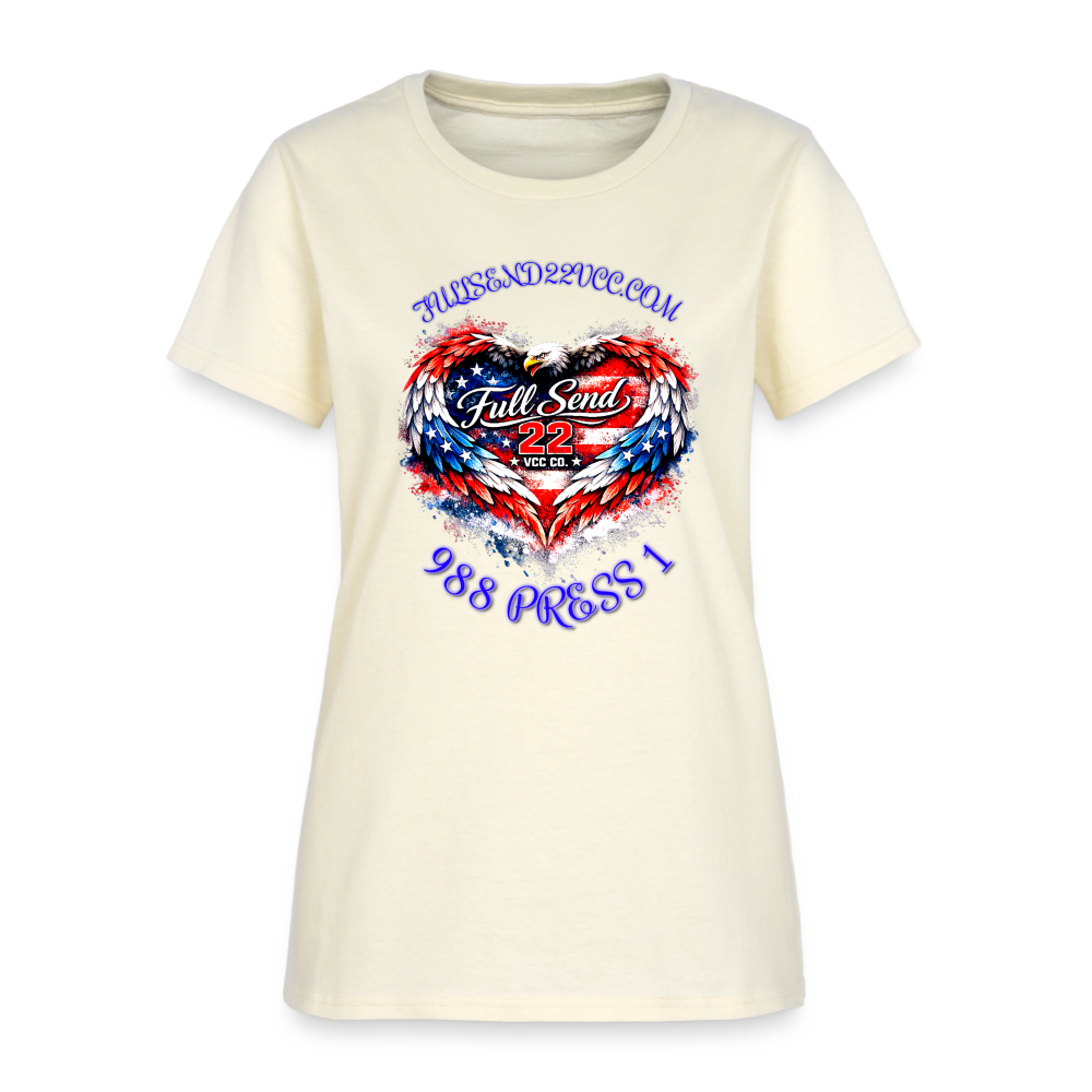 Women's T-shirt Heart Shaped Eagle with the suicide hotline number - off white