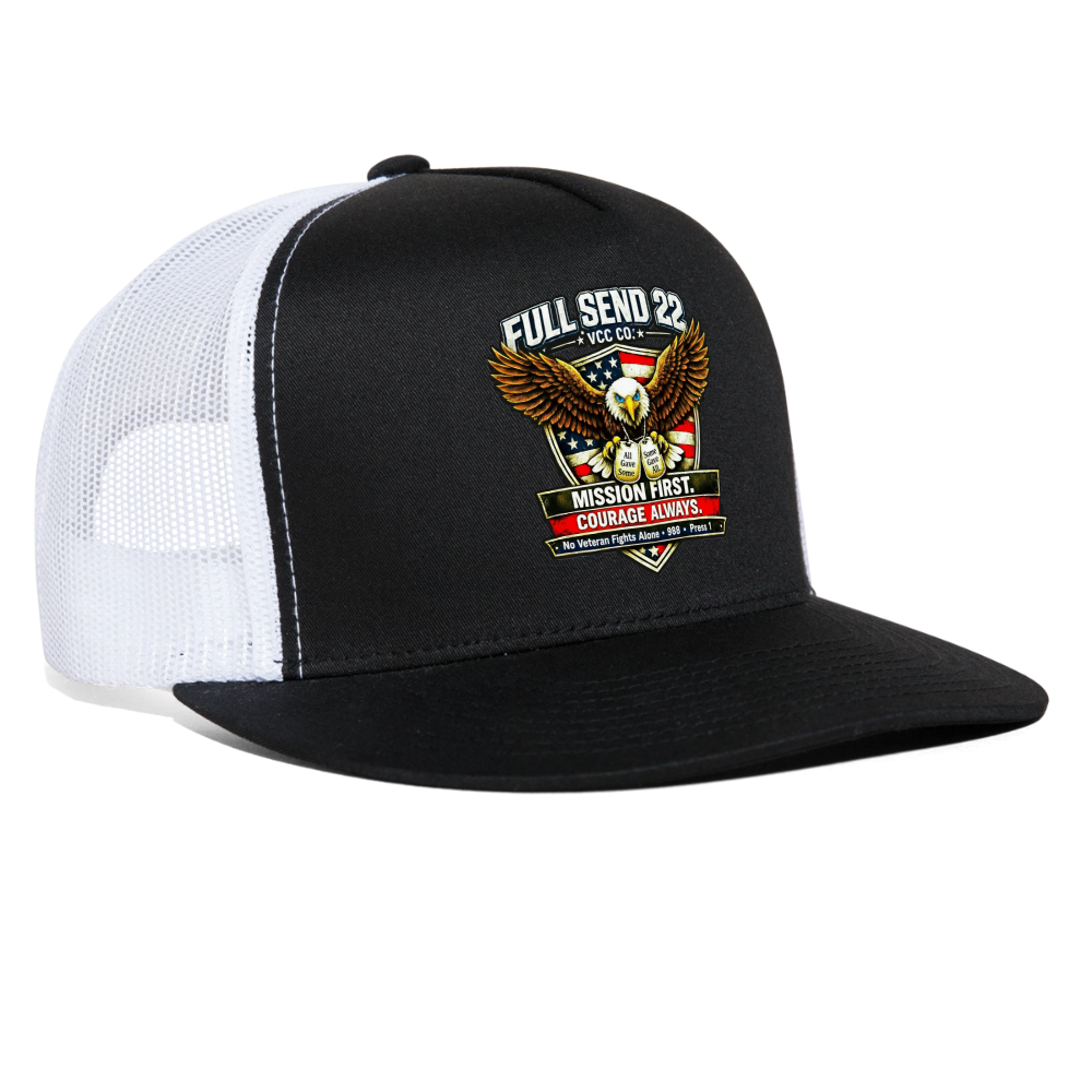 Trucker Hat No Veteran Fight Alone |Eagle Overwatch | Suicide Hotline - black/white
