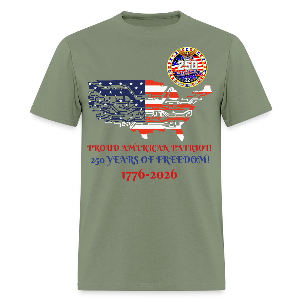 Men's T-Shirt | GILDAN 5000 Adult Stars & Stripes T-shirt AMERICA'S 250TH BIRTHDAY SHIRT - military green