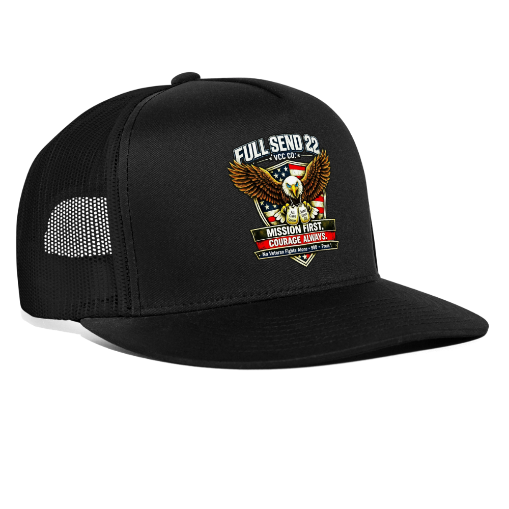 Trucker Hat No Veteran Fight Alone |Eagle Overwatch | Suicide Hotline - black/black