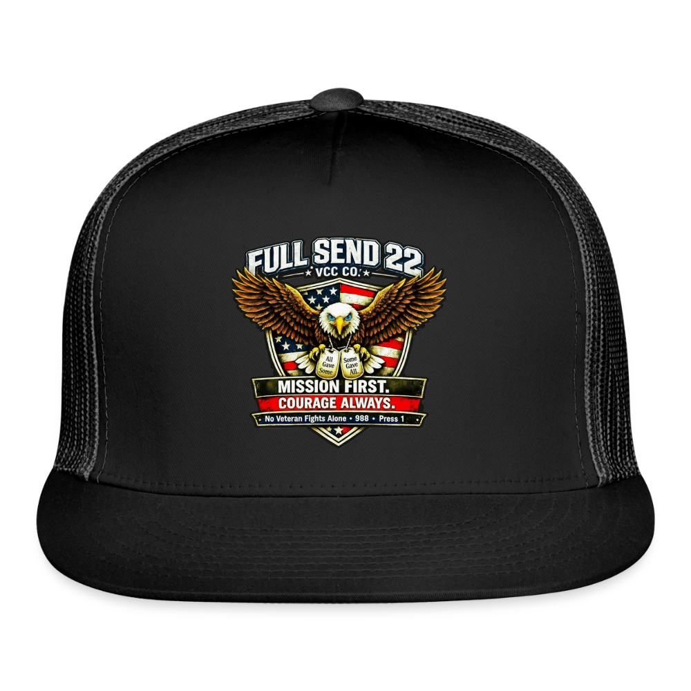 Trucker Hat No Veteran Fight Alone |Eagle Overwatch | Suicide Hotline - black/black