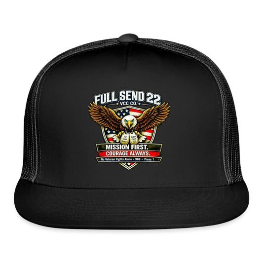 Trucker Hat No Veteran Fight Alone |Eagle Overwatch | Suicide Hotline - black/black